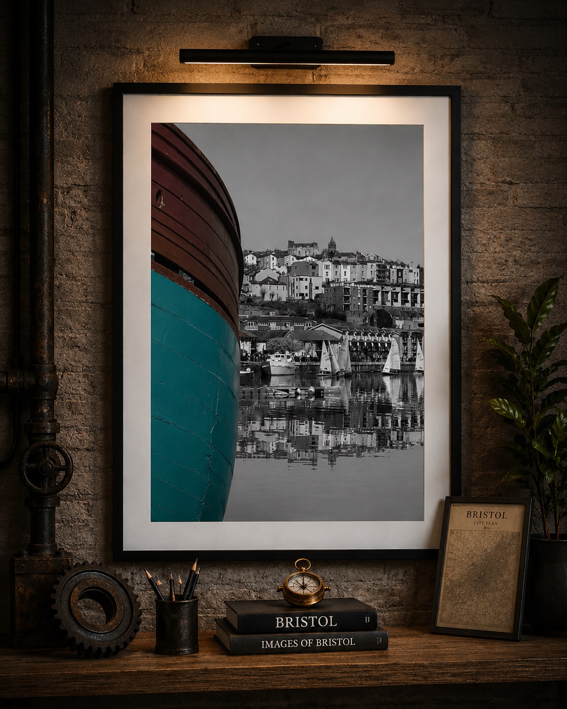 Bristol harbour reflections selective colour wall art