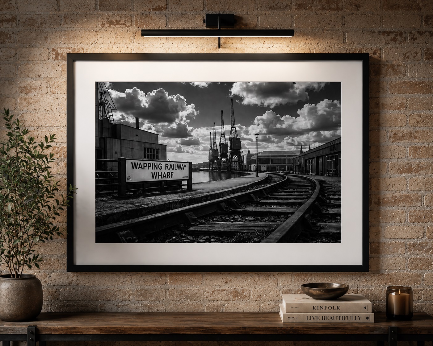 Wapping Wharf wall art in a room